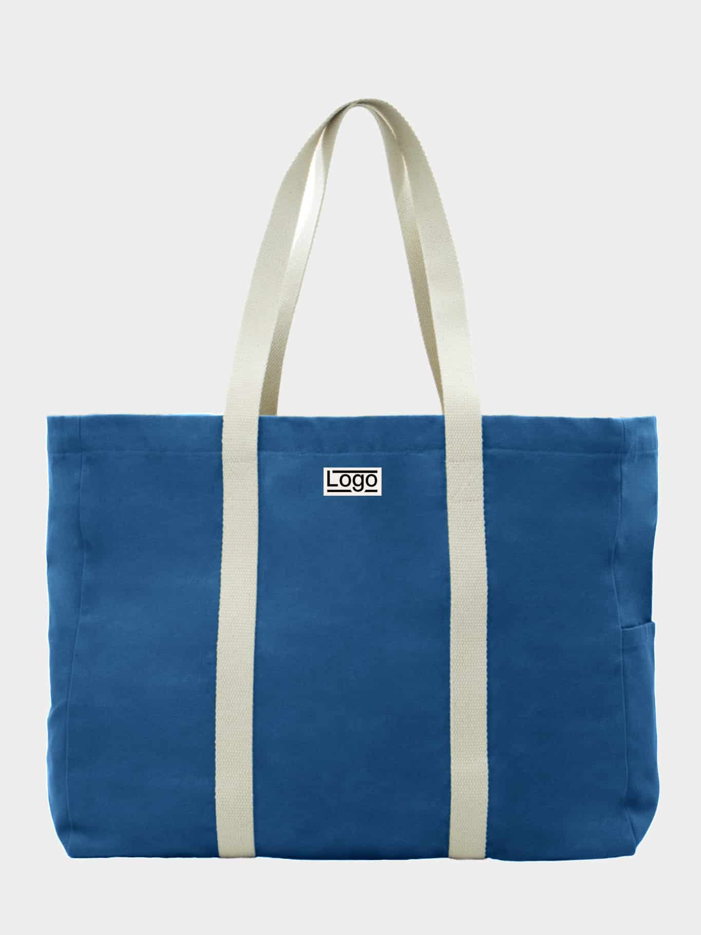 Sac de plage personnalisable en coton bio Garance Bleu roi